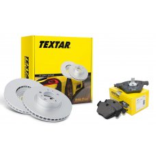 Sada TEXTAR brzdových kotúčov+dosky+snímač predná náprava E60, E61