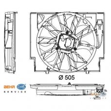 Kryt ventilátora s ventilátorom MAHLE E60/E61/E63/E64 17427801657